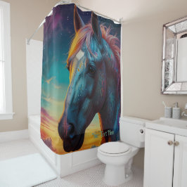Rideaux De Douche Cheval Psychédélique Cosmologique : Voyage Surréel