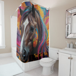 Rideaux De Douche Cheval Psychédélique Cosmologique : Voyage Surréel
