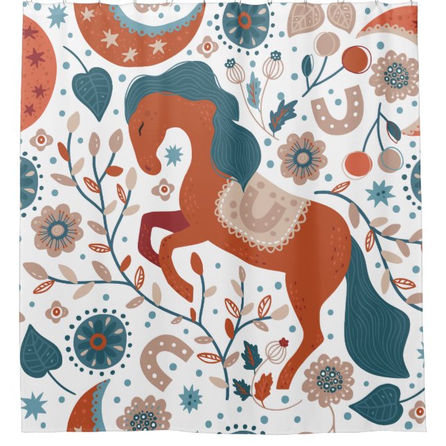 Rideaux De Douche Cheval scandinave mignon (Devant)