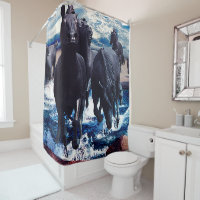 Chevaux courant dans l'eau