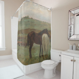 Rideaux De Douche Chevaux dans une prairie, Peinture à l'huile, Edga