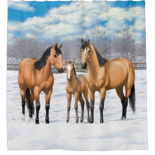 Rideaux De Douche Chevaux En Peau De Bouche En Neige