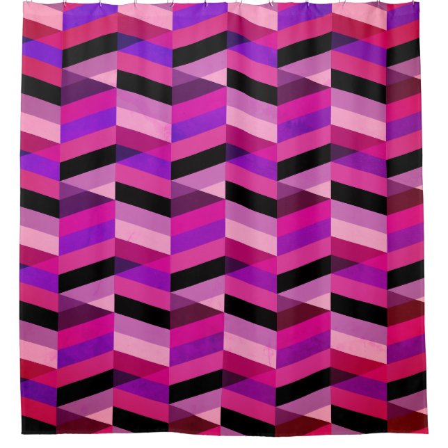 Rideaux De Douche Chevron Abstrait/Herringbone | Purples et violets (Devant)