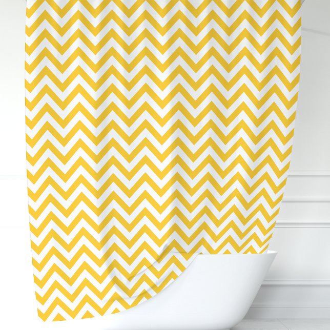 Rideaux De Douche Chevron jaune et blanc (Créateur téléchargé)