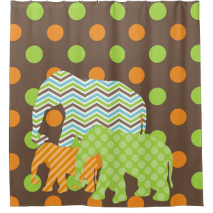Rideaux De Douche Chevron Pois rayures Eléphants colorés