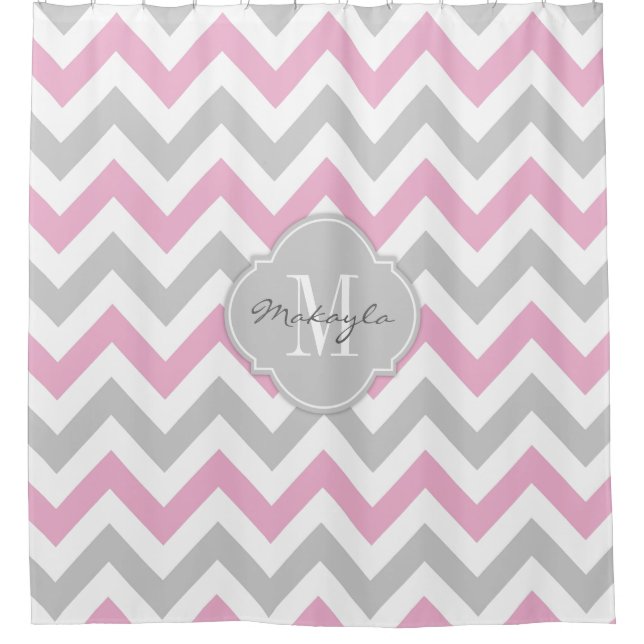 Rideaux De Douche Chevron rose et gris de Cottoncandy avec le (Devant)