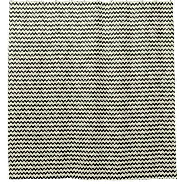 Rideaux De Douche Chevron zigzag motif noir et crème (Devant)