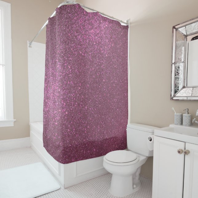 Rideaux De Douche Chic Elegant Plum violet Parties scintillant mouss (En situation)