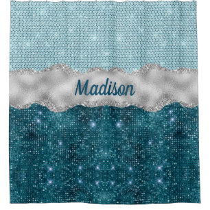 Rideaux De Douche Chic girly turquoise menthe vert parties scintilla