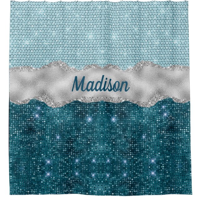 Rideaux De Douche Chic girly turquoise menthe vert parties scintilla (Devant)