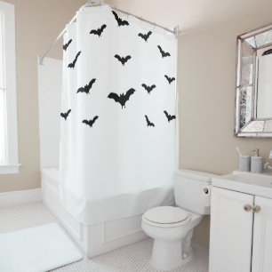 Rideaux De Douche Chic Halloween mignon chauves-souris noires et bla