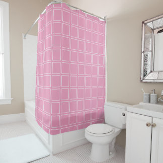 Rideaux De Douche Chic Moderne Tendance Rose et Blanc