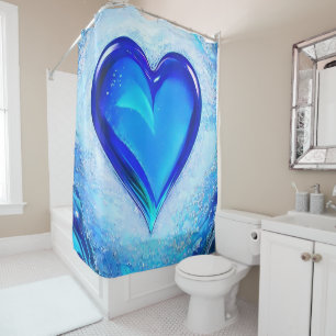 Rideaux De Douche Chic Moderne Vibrant Blue Crystal Heart