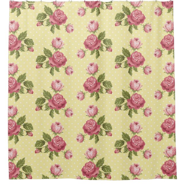 Rideaux De Douche Chic Pastel Chabby Jaune, Bleu ou Rose (Devant)