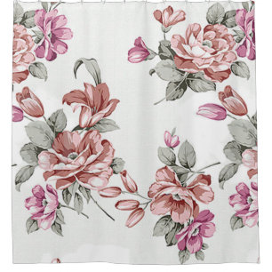 Rideaux De Douche Chic Rétro Fleurs Féminines Éculées