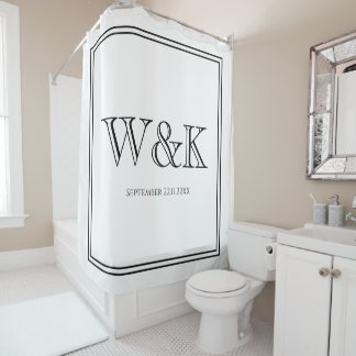 Rideaux De Douche Chic white & black monogram wedding keepsake 