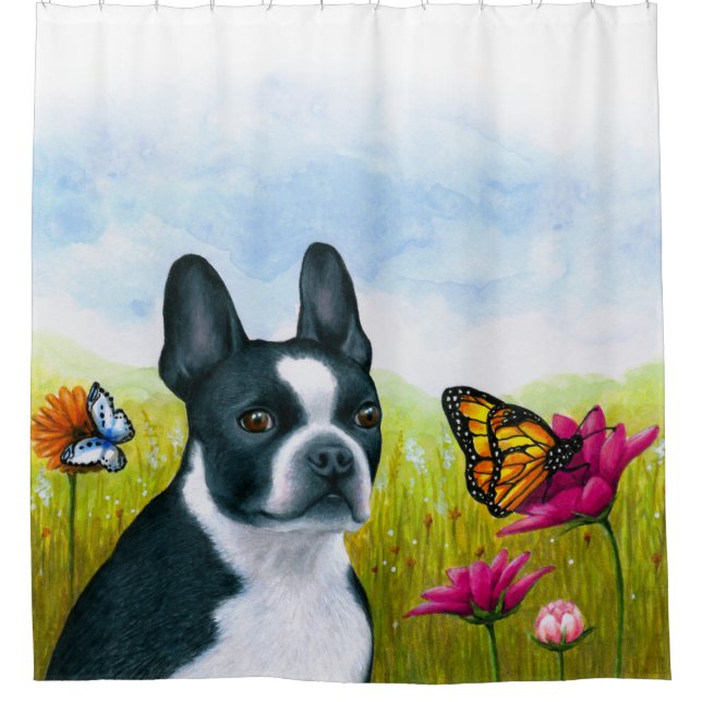 Rideaux De Douche Chien 134 Boston Terrier (Devant)
