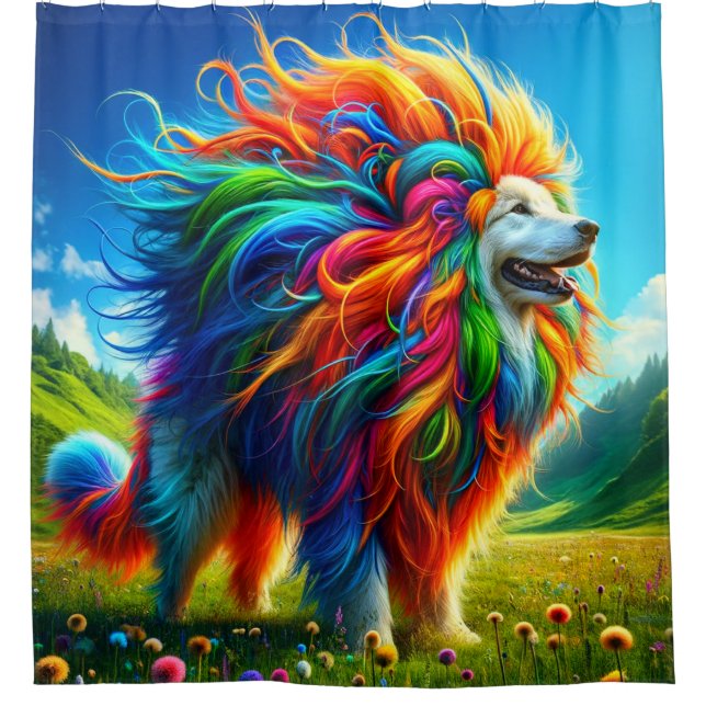 Rideaux De Douche Chien arc-en-ciel (Devant)