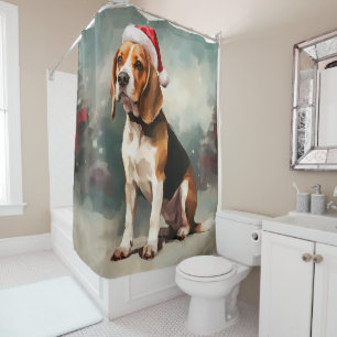 Rideaux De Douche Chien beagle à Noël de neige