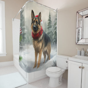 Rideaux De Douche Chien berger allemand en Noël de neige