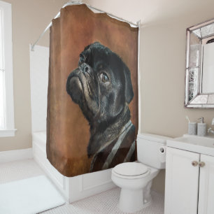 Rideaux De Douche Chien de Carlin noir