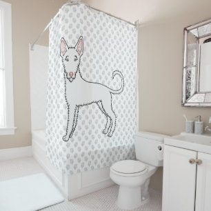 Rideaux De Douche Chien de chasse ibicenc à poil dur blanc, dessin a