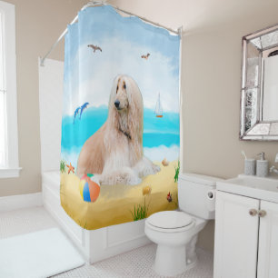 Rideaux De Douche Chien de chien afghan sur la plage
