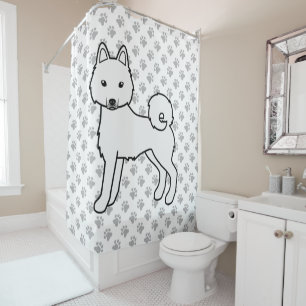 Rideaux De Douche Chien de dessin animé mignon Klee Kai blanc d'Alas