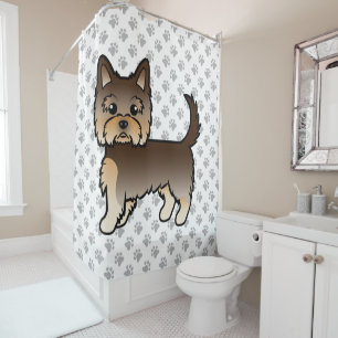 Rideaux De Douche Chien de dessin animé Yorkshire Terrier au chocola