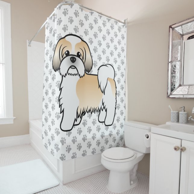 Rideaux De Douche Chien De Dessin De Cartographie Mélange Chien Chii (En situation)