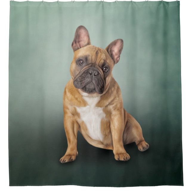 Rideaux De Douche Chien de dessin French Buldog (Devant)