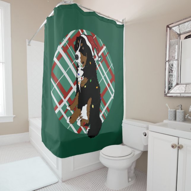 Rideaux De Douche Chien de montagne bernois de Noël (En situation)