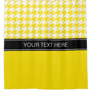 Rideaux De Douche Chien Dentelle Jaune Blanc CB Noir Nom Monogramme