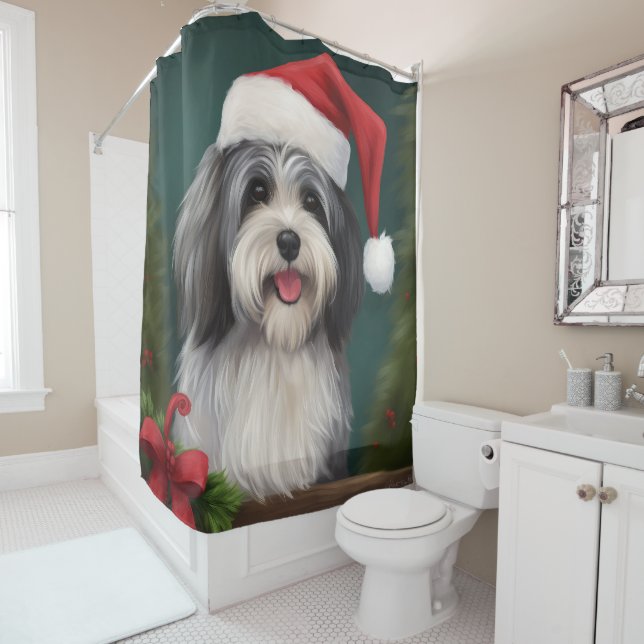 Rideaux De Douche Chien Havanais en Noël de neige (En situation)