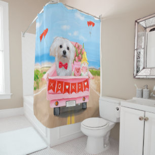 Rideaux De Douche Chien maltais Saint Valentin Camion