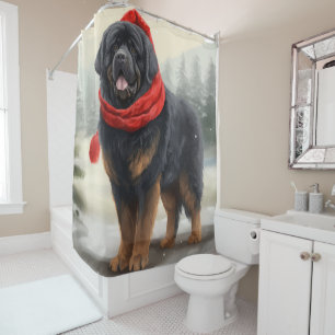 Rideaux De Douche Chien tibétain mastiff à Noël de neige
