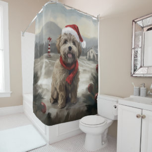Rideaux De Douche Chien Yorkipod en Noël de neige