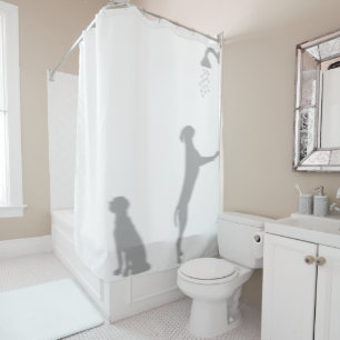 Rideaux De Douche Chiens Dans La Douche Derrière Silhouette Ombre am