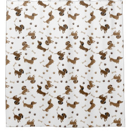 Rideaux De Douche Chiens de Dachshund et Bones mignons pattes