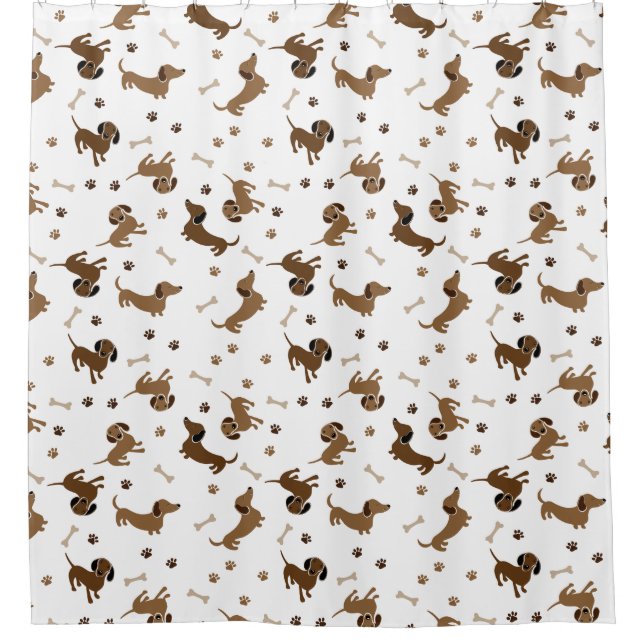 Rideaux De Douche Chiens de Dachshund et Bones mignons pattes (Devant)