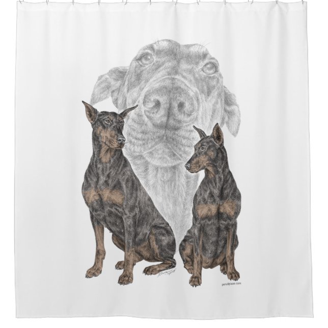 Rideaux De Douche Chiens de Doberman noir et tan (Devant)