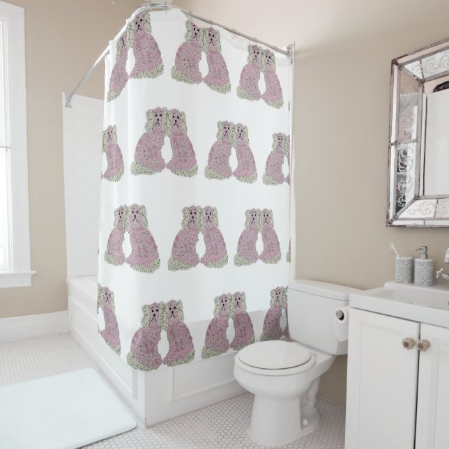 Rideaux De Douche Chiens de Magnolia Staffordshire Roses (En situation)