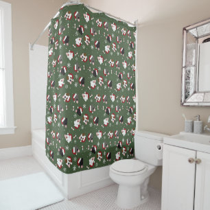 Rideaux De Douche Chiens de Noël sur Vert