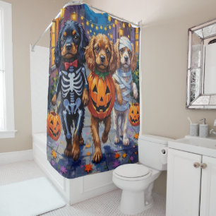 Rideaux De Douche Chiens Espagnols Tibétains En Costumes D'Halloween