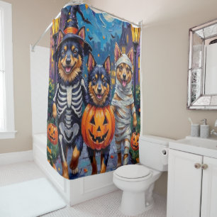 Rideaux De Douche Chiens Lapons Finlandais Trick ou Traiter Hallowee