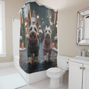 Rideaux De Douche Chiens Scottish Terrier Noël Neige Fêtes