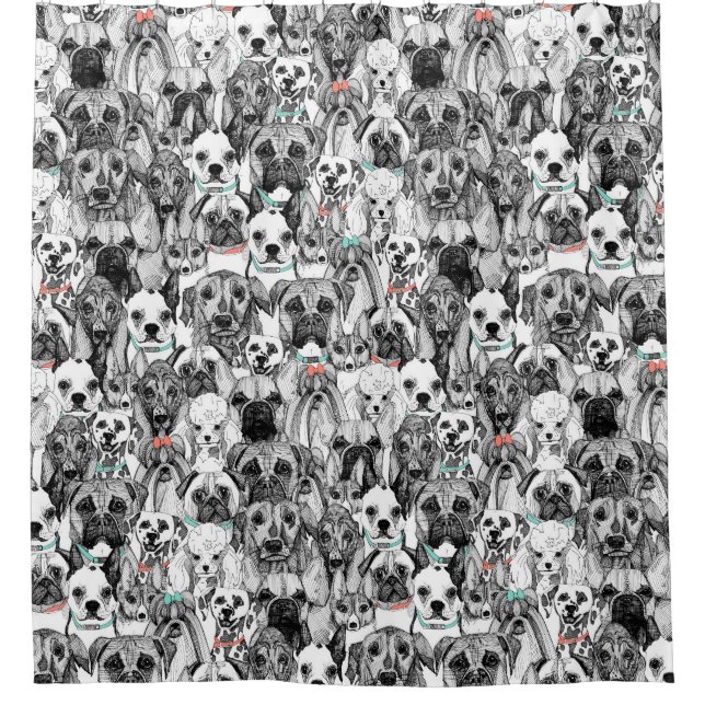 Rideaux De Douche Chiens seulement menthe corail (Devant)