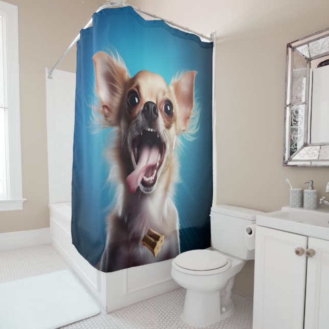 Rideaux De Douche Chihuahua Action de traitement (En situation)