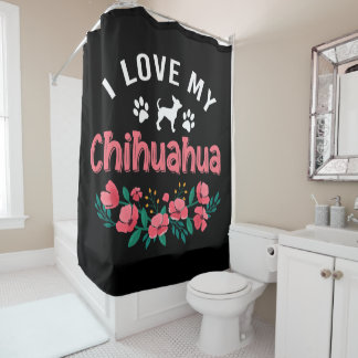 Rideaux De Douche Chihuahua Chien mignon J'aime Mon Chihuahua Chien