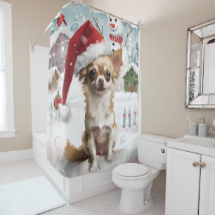 Rideaux De Douche Chihuahua Winter Wonderland Christmas Joy